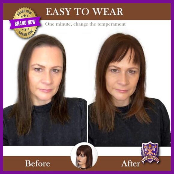 Human Hair Topper with Bangs 5x5.5 Inch Cap Silk Base Hairpiece